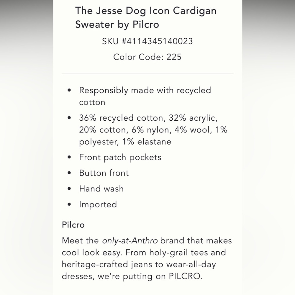 NWT /Anthropologie/ The Jesse Dog Icon Cardigan
Sweater by Pilcro XL - Picture 5 of 5